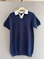 Wave Knit Polo - Midnight Navy