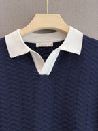 Wave Knit Polo - Midnight Navy