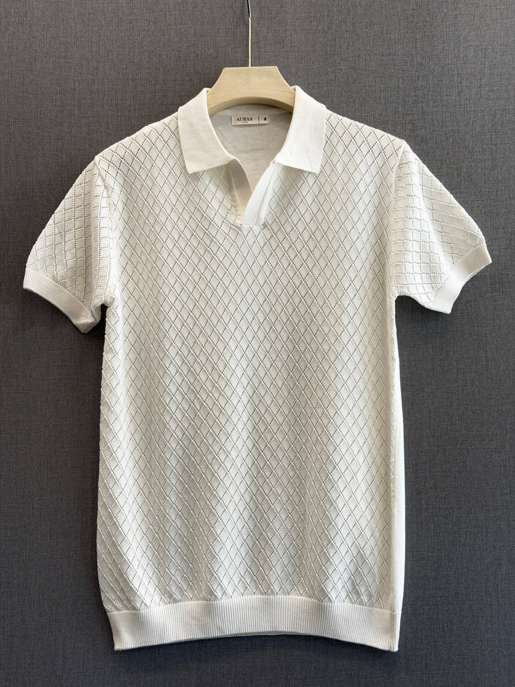 Diamond Knit Polo - Pure White