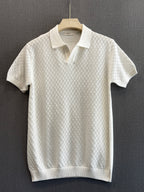 Diamond Knit Polo - Pure White