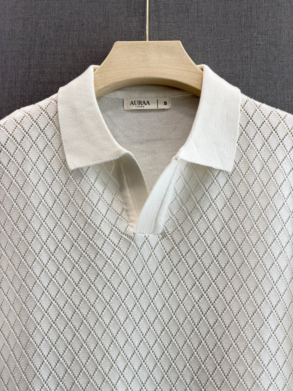Diamond Knit Polo - Pure White
