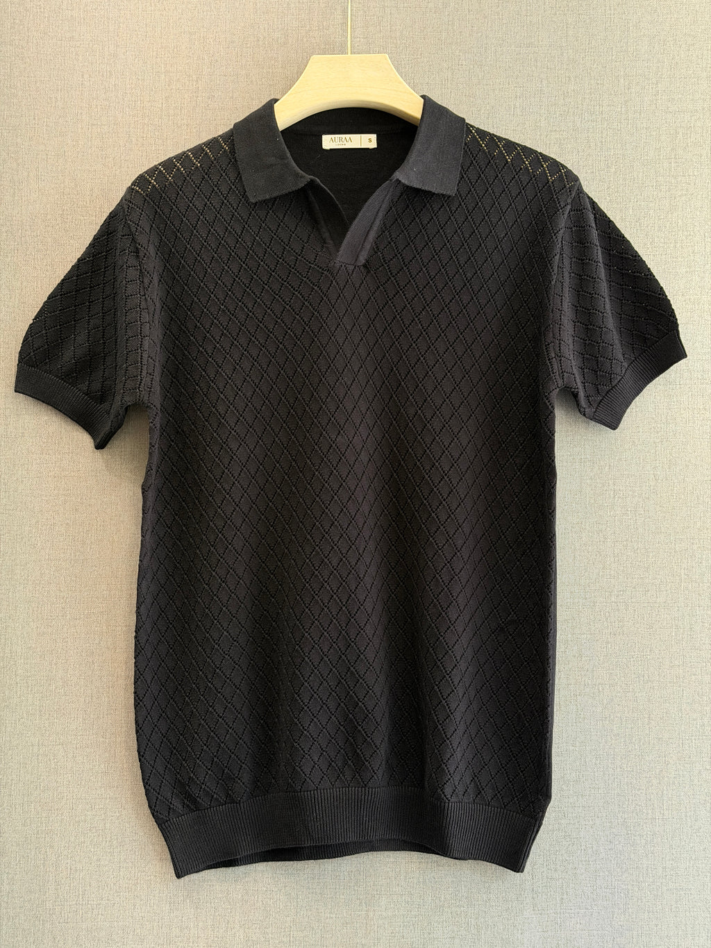 Diamond Knit Polo - Jet Black
