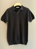 Diamond Knit Polo - Jet Black