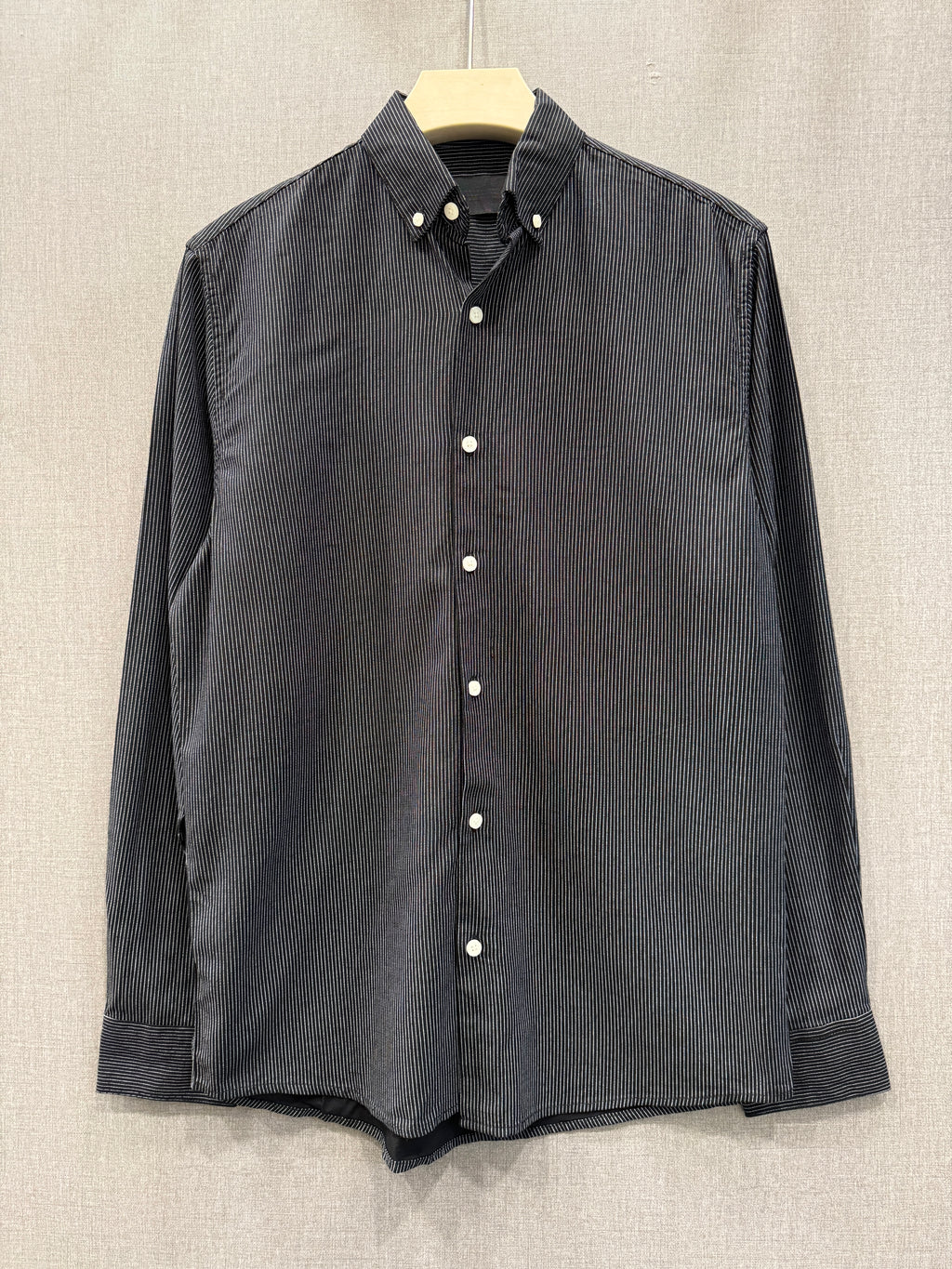Pinstripe Cotton Shirt - Charcoal Black