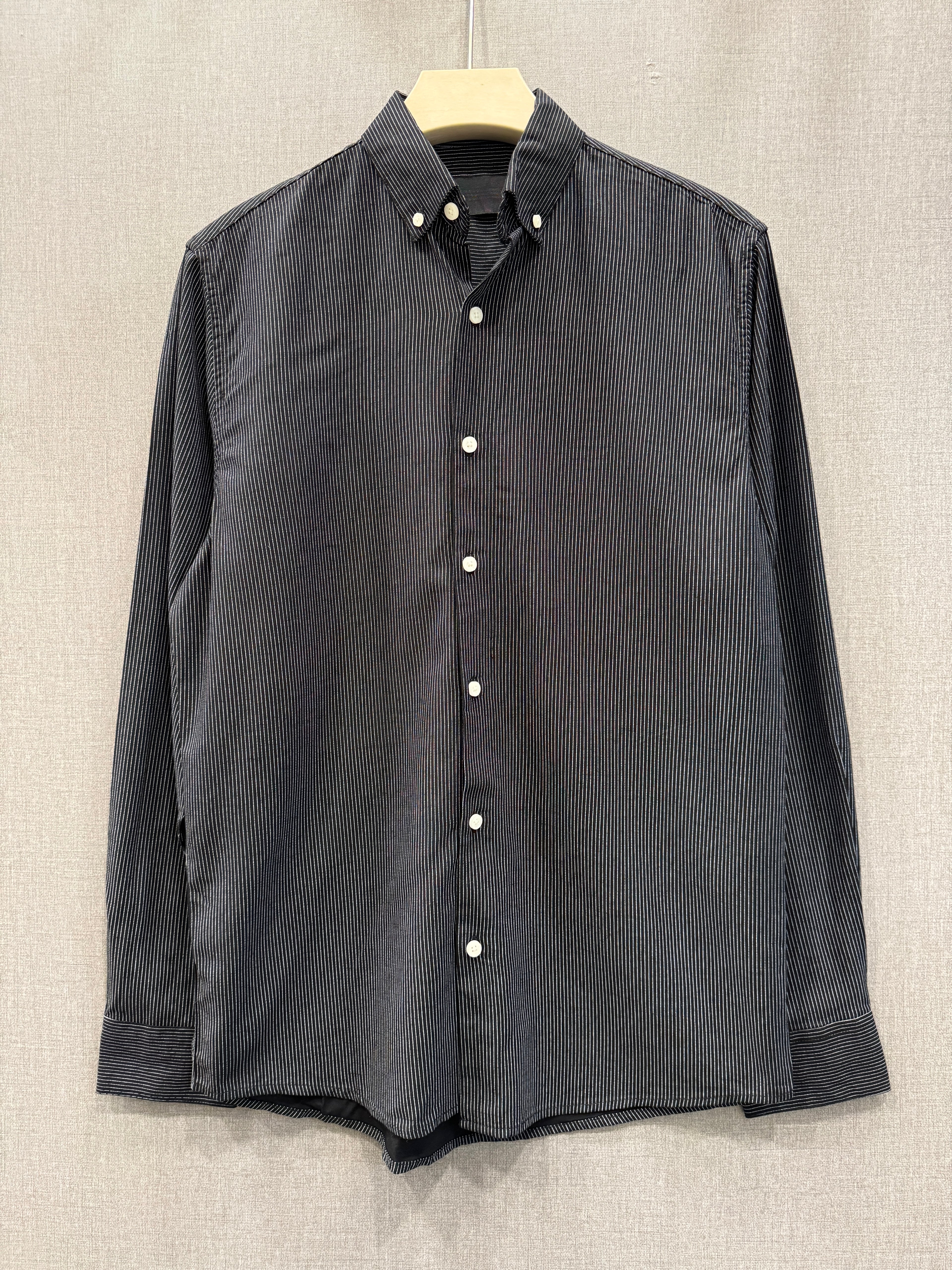 Pinstripe Cotton Shirt - Charcoal Black