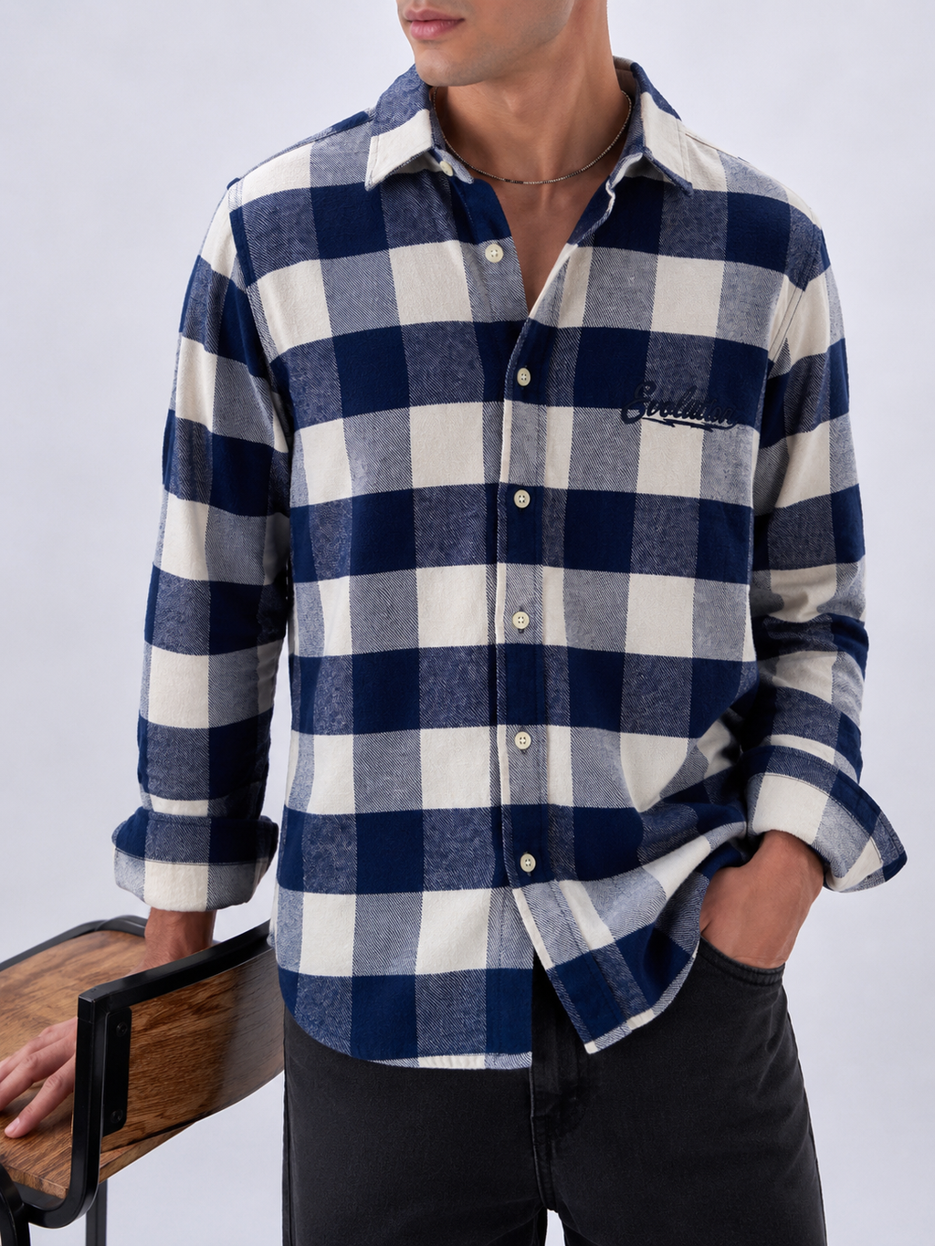 Buffalo Check Shirt - Navy White