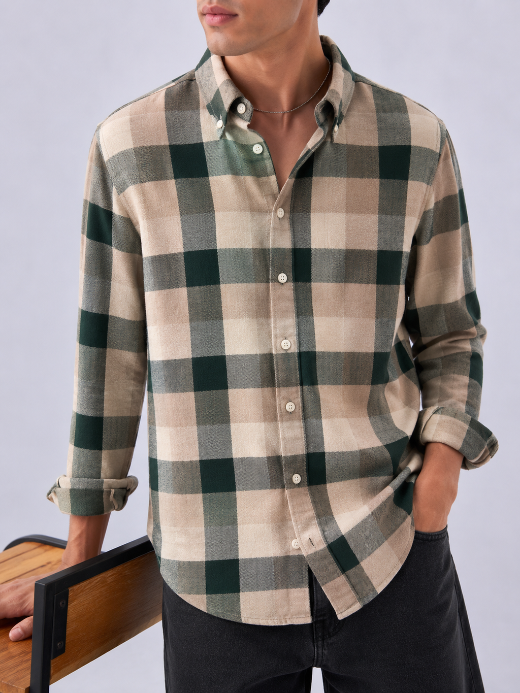 Heritage Check Shirt - Sage Stone