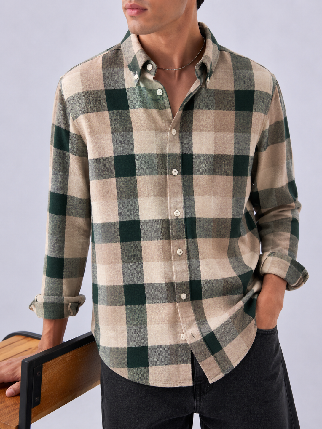 Heritage Check Shirt - Sage Stone