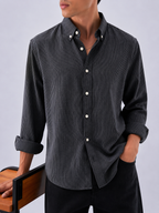 Pinstripe Cotton Shirt - Charcoal Black