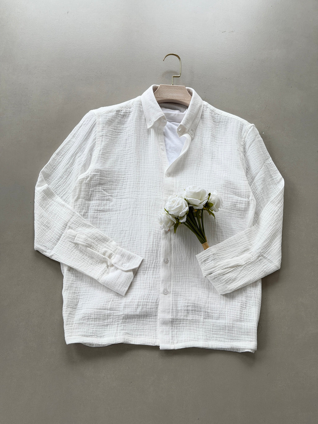 Gauze Cotton Box Fit Shirt - Off White
