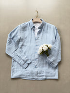 Gauze Cotton Box Fit Shirt - Sky Blue