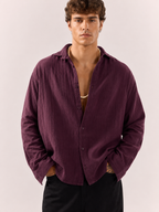 Gauze Cotton Box Fit Shirt - Wine