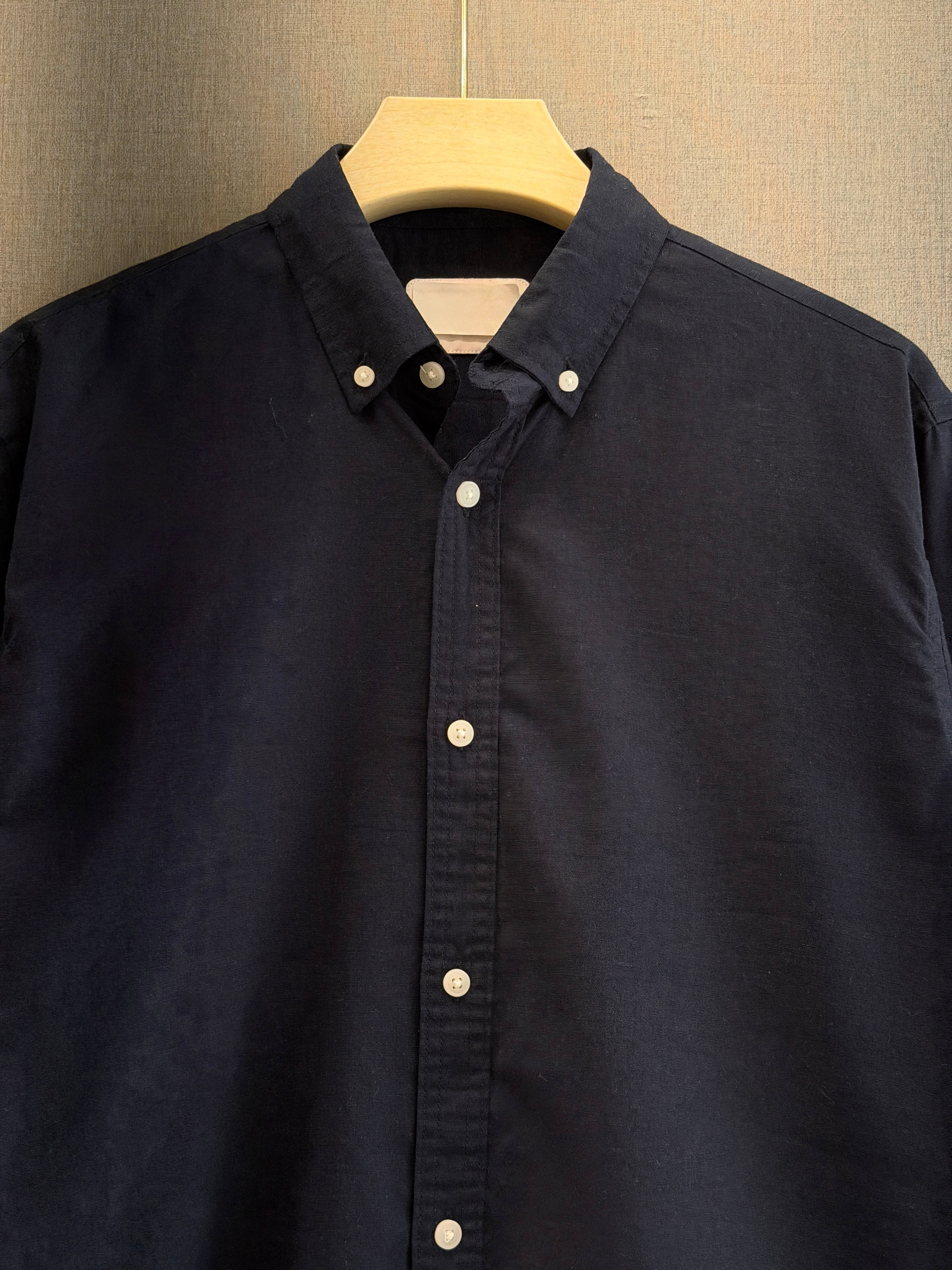 Classic Cotton Linen Shirt - Navy Blue