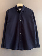 Classic Cotton Linen Shirt - Navy Blue