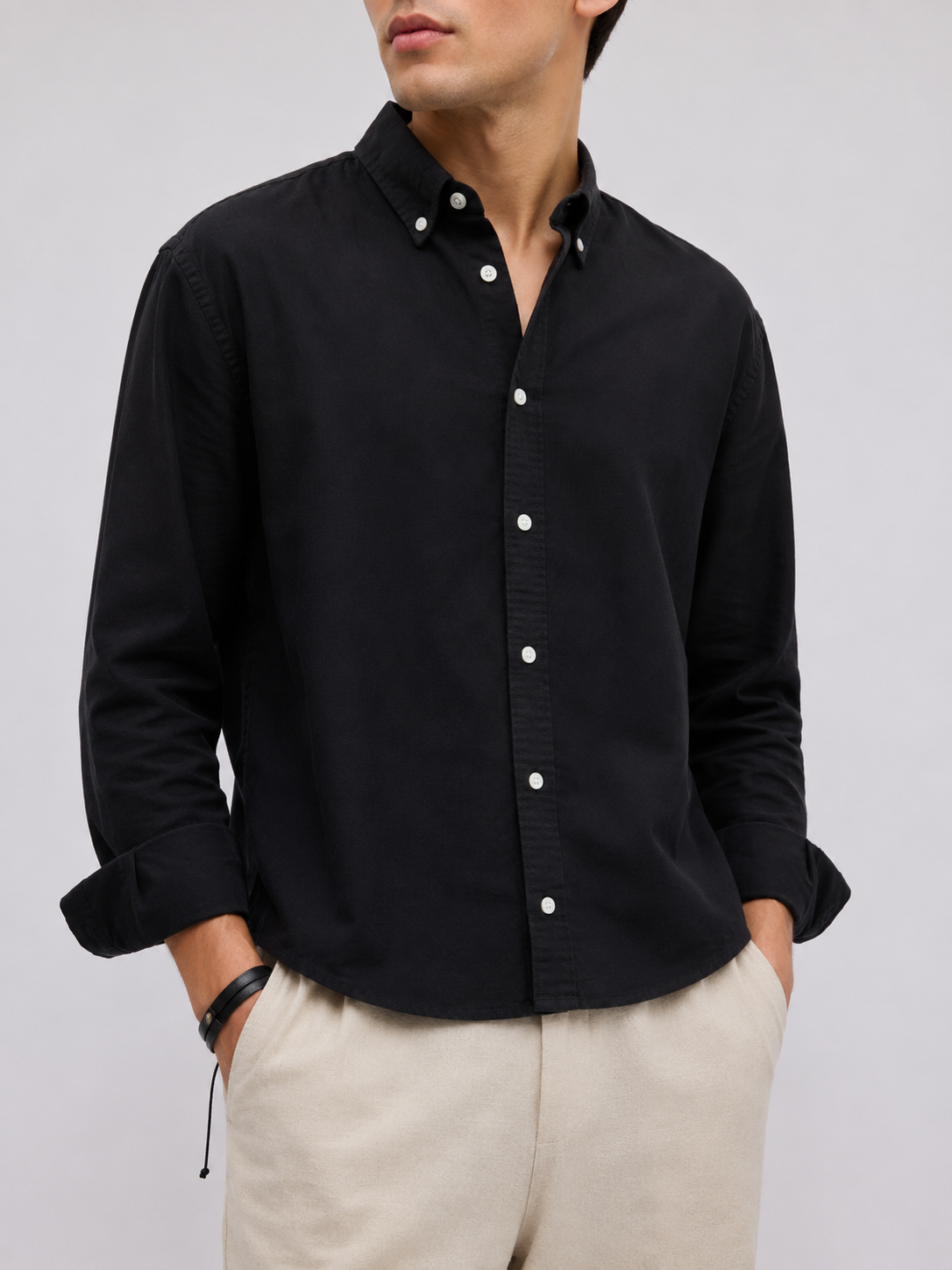 Classic Cotton Linen Shirt - Black