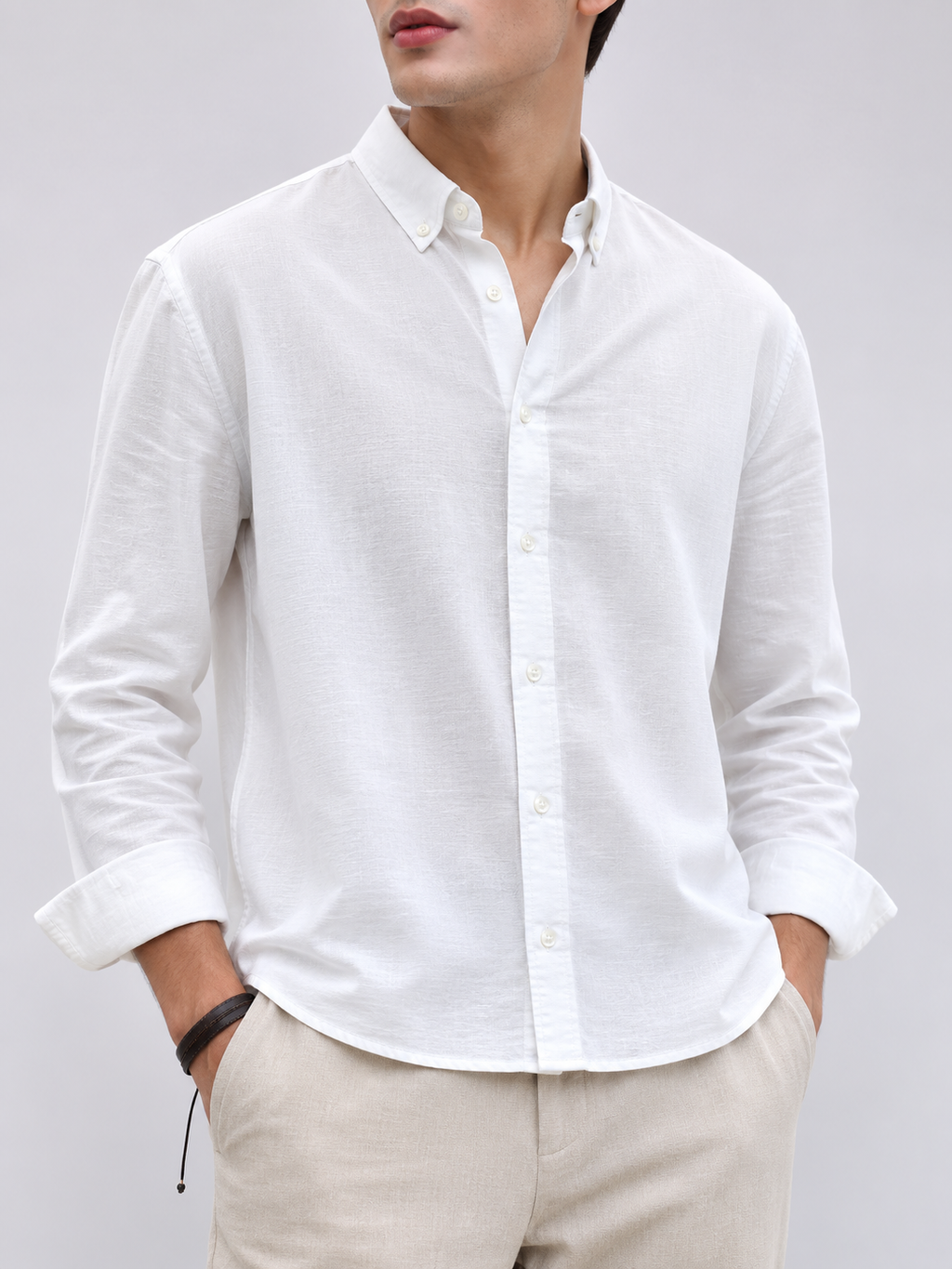 Classic Cotton Linen Shirt - White