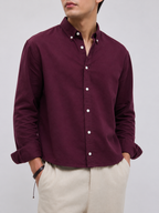 Classic Cotton Linen Shirt - Burgundy