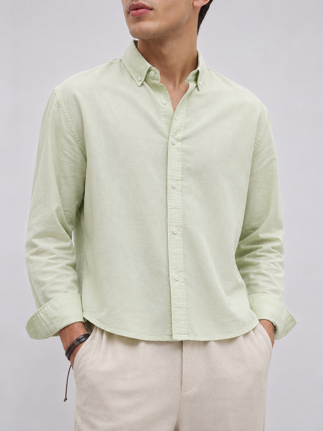Classic Cotton Linen Shirt - Sage Green