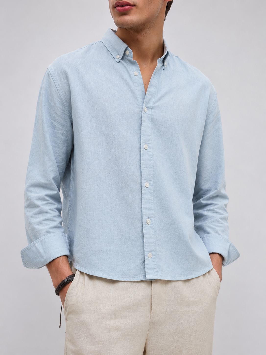 Classic Cotton Linen Shirt - Sky Blue
