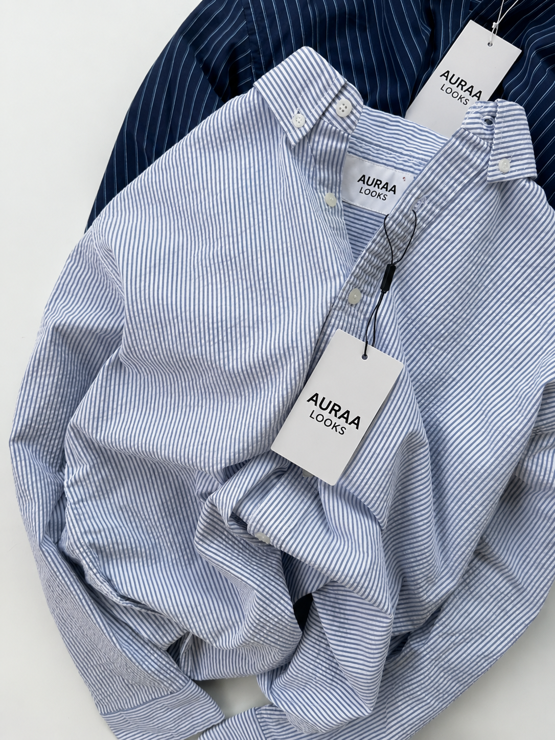 Premium Stripe Shirt - Blue Seersucker