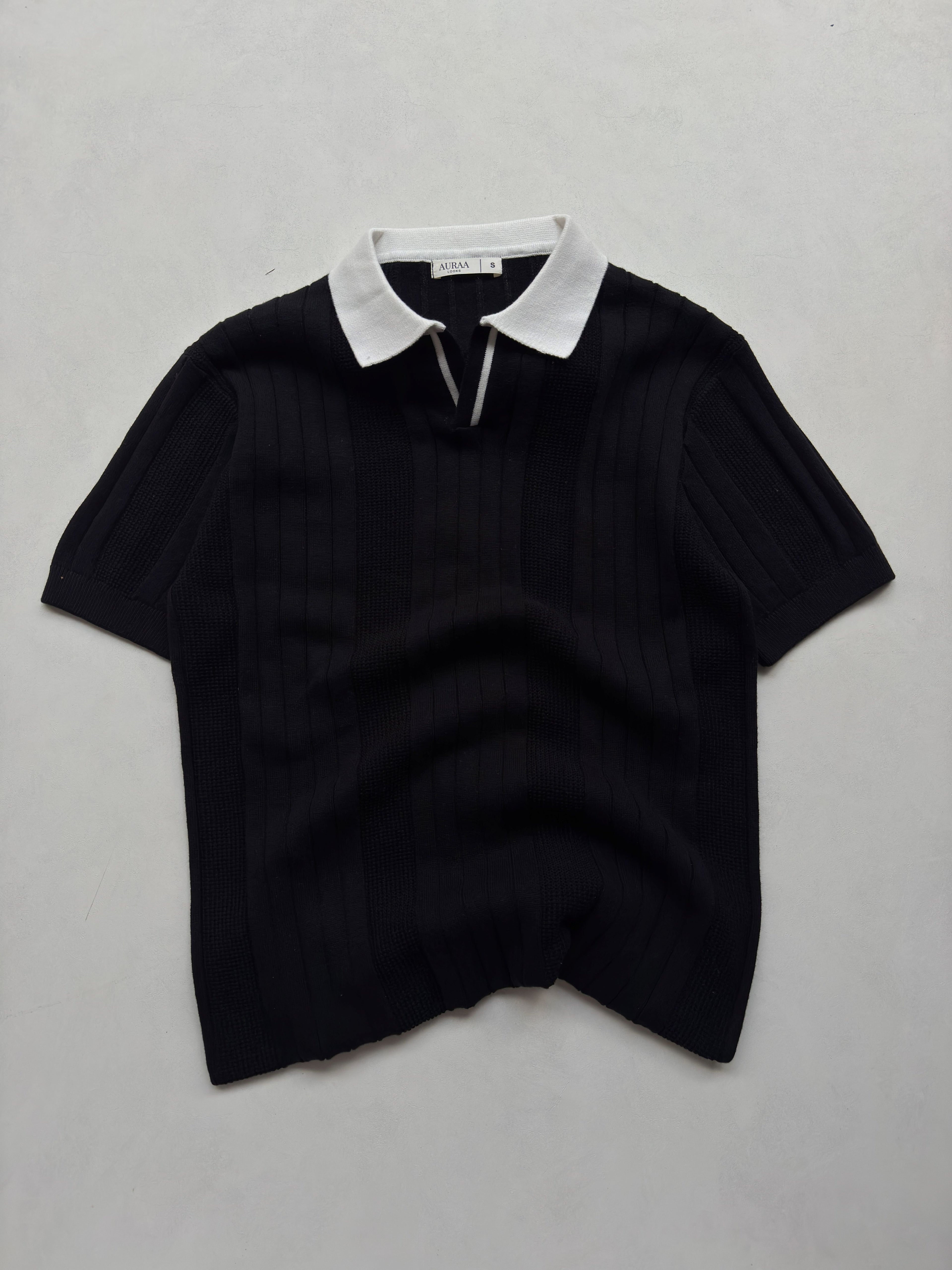 Signature Knit Polo - Midnight Black