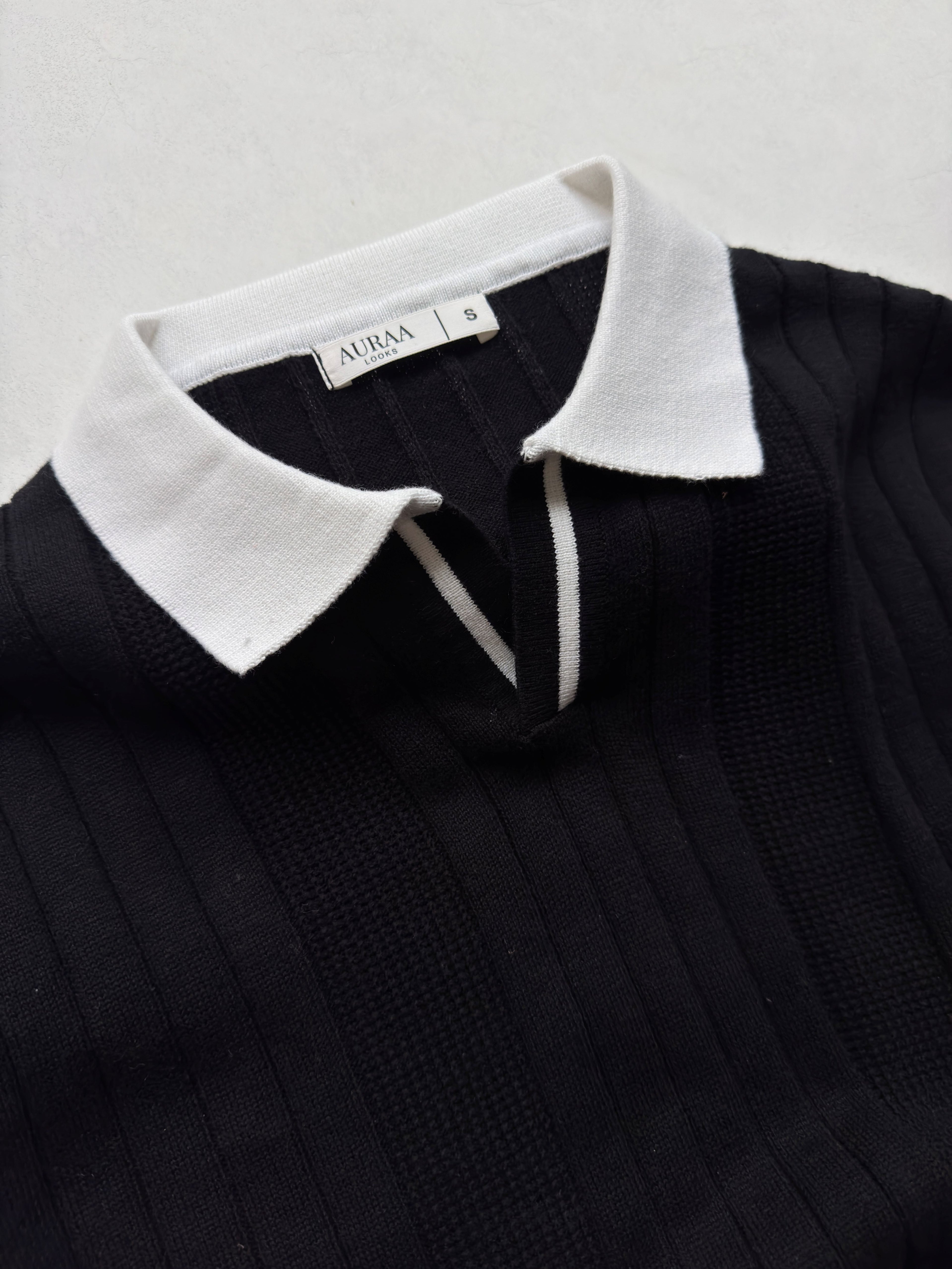 Signature Knit Polo - Midnight Black
