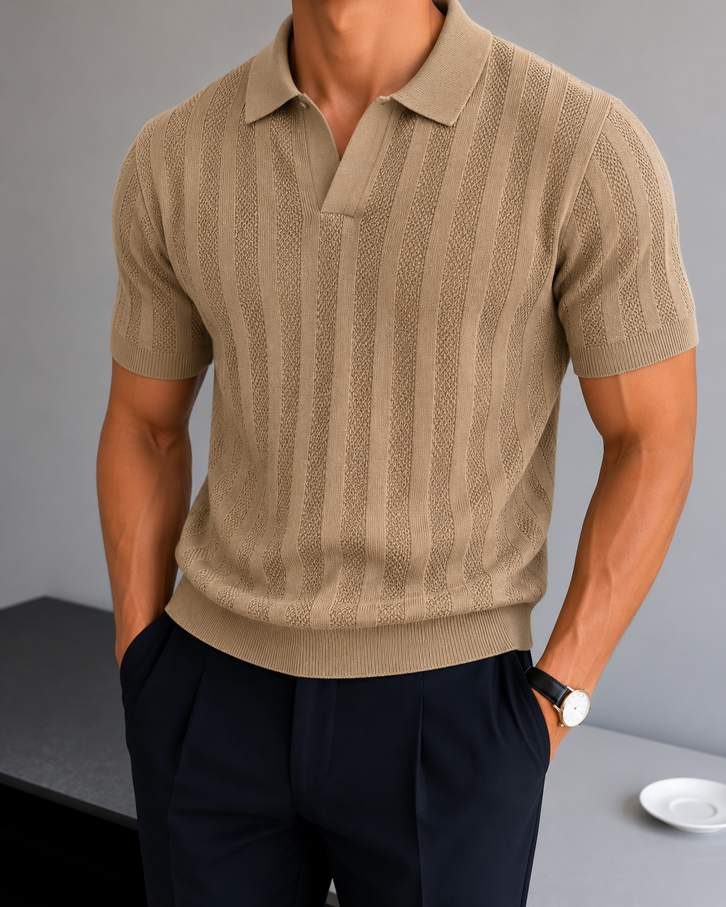 Legacy Knit Polo - Sand Beige