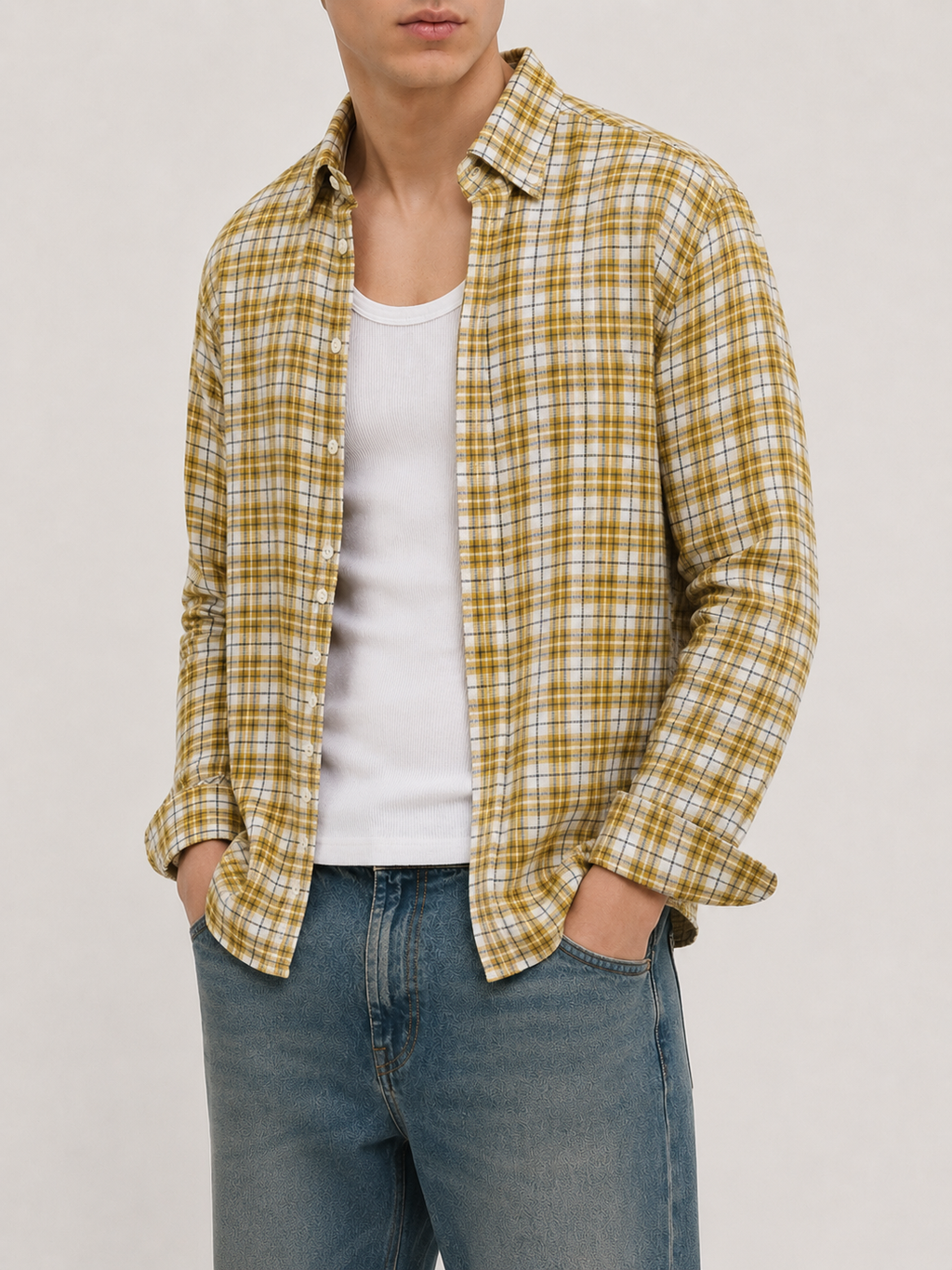 Select Flannel Shirt - Mustard Check