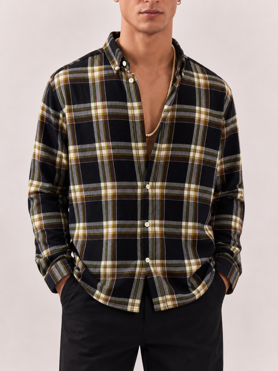Core Flannel Shirt - Olive Black