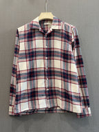 Classic Boxy Fit Flannel Shirt - White Navy