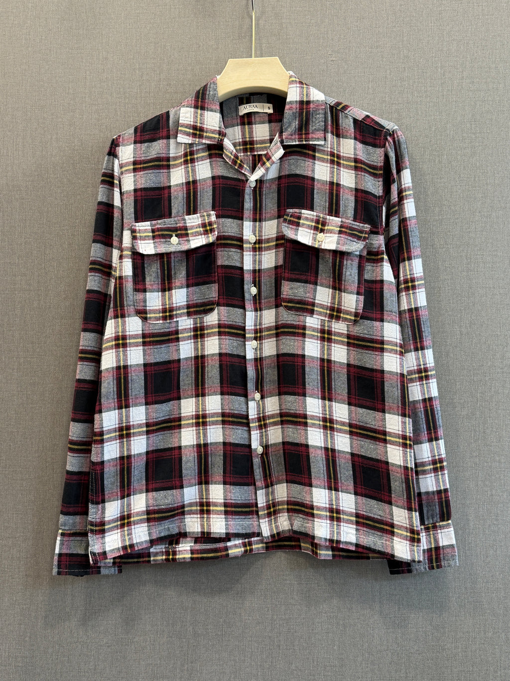 Utility Boxy Fit Flannel Shirt - Black Burgundy