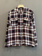 Utility Boxy Fit Flannel Shirt - Black Burgundy
