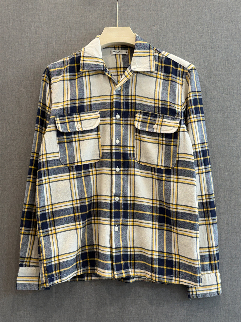 Utility Boxy Fit Flannel Shirt - White Navy Gold