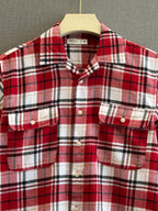 Utility Boxy Fit Flannel Shirt - Red White
