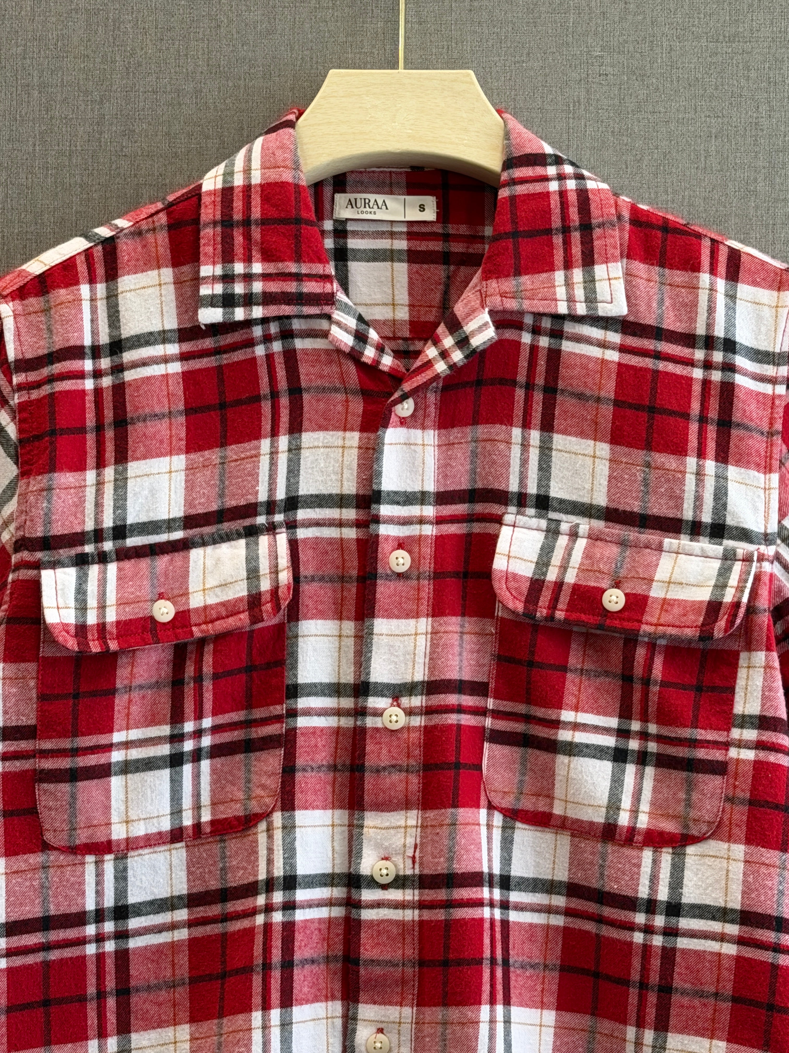 Utility Boxy Fit Flannel Shirt - Red White