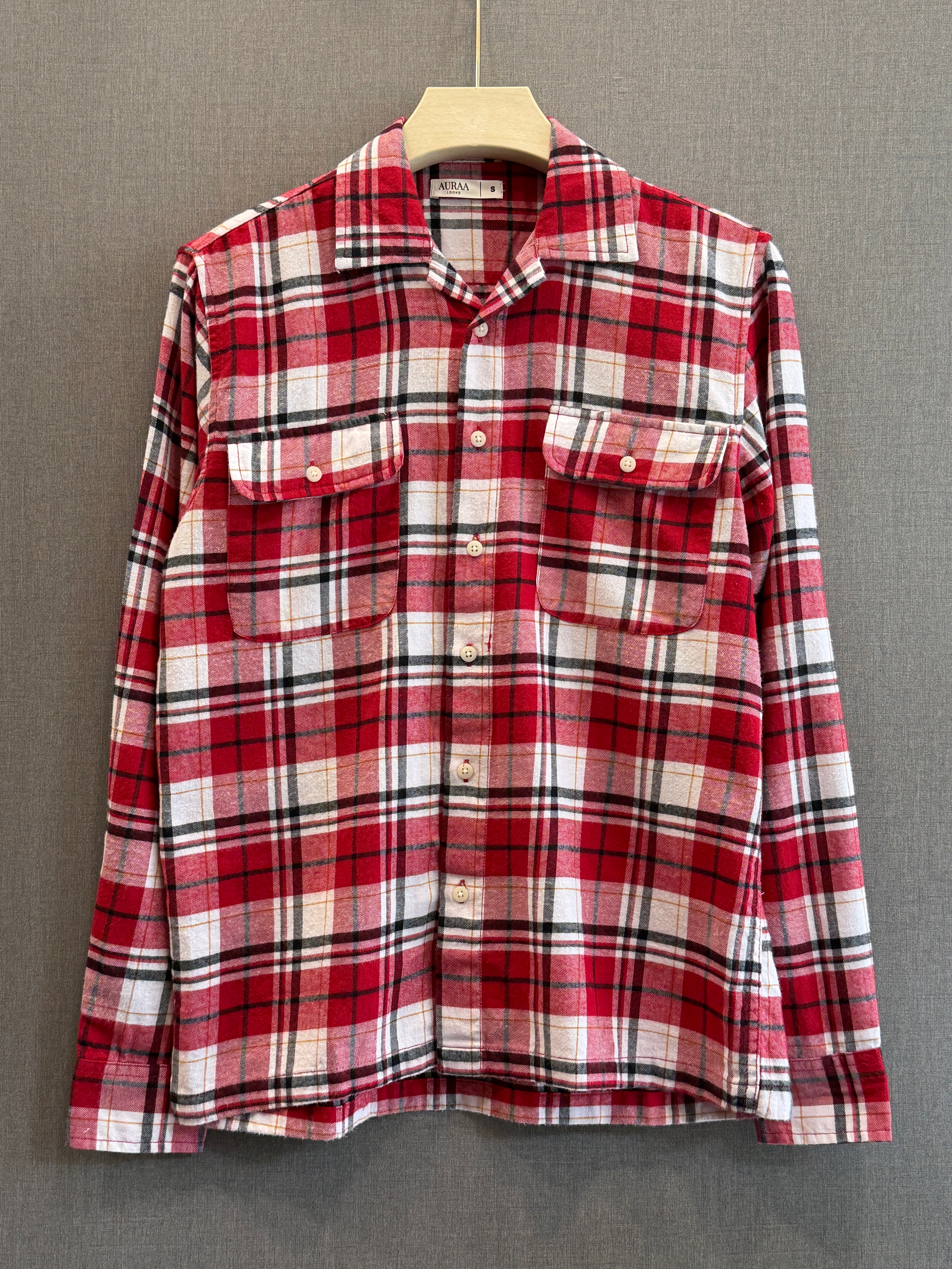 Utility Boxy Fit Flannel Shirt - Red White