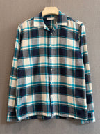Classic Boxy Fit Flannel Shirt - Teal Navy