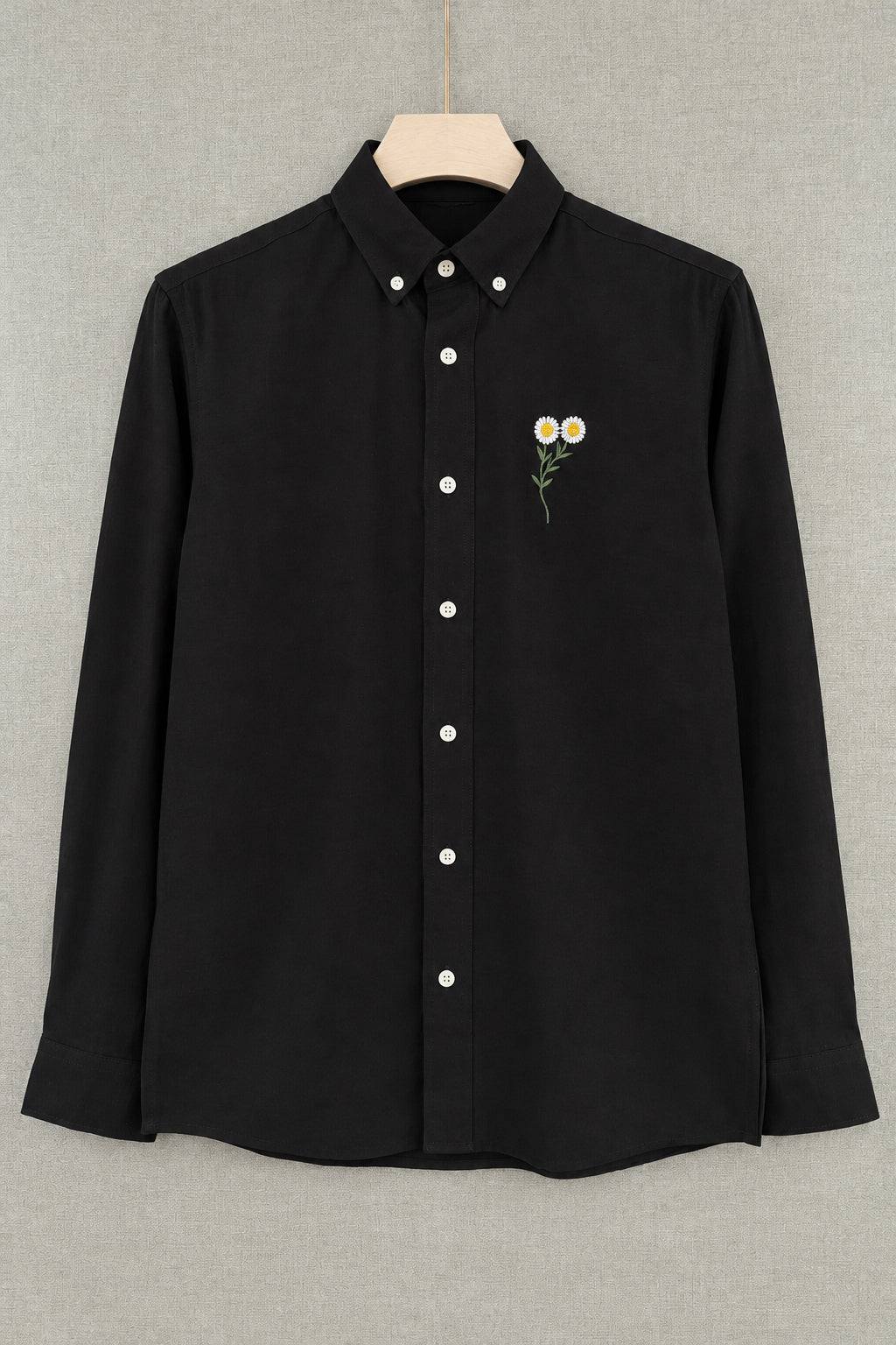 Daisy Embroidered Shirt - Black