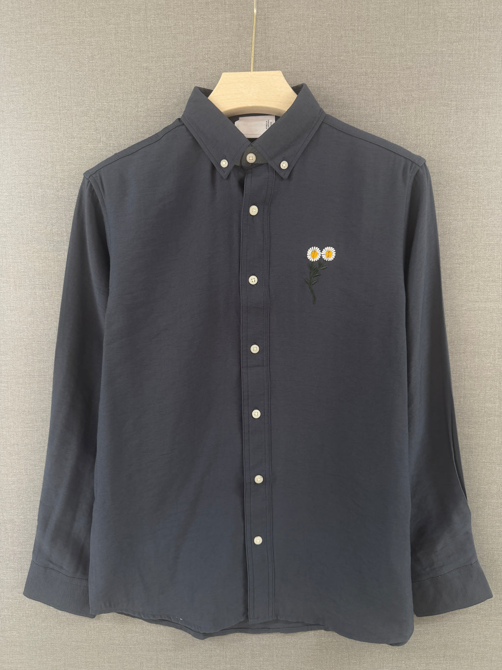 Daisy Embroidered Shirt - Charcoal Grey