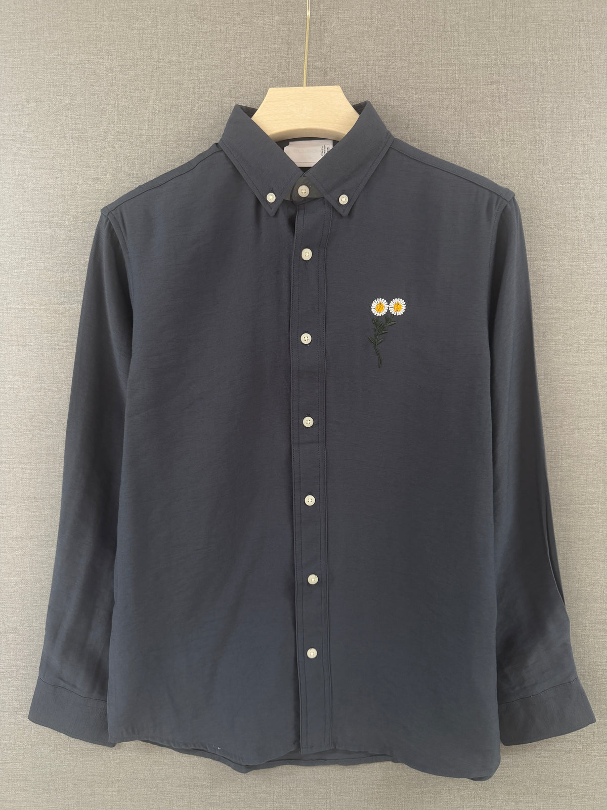 Daisy Embroidered Shirt - Charcoal Grey