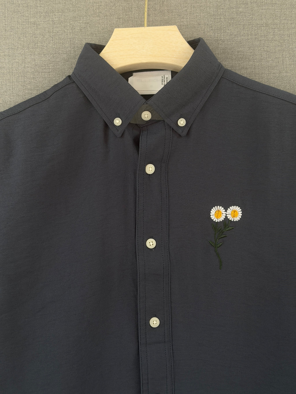 Daisy Embroidered Shirt - Charcoal Grey