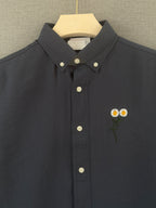 Daisy Embroidered Shirt - Charcoal Grey