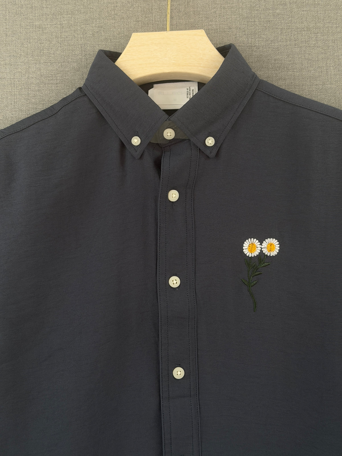 Daisy Embroidered Shirt - Charcoal Grey