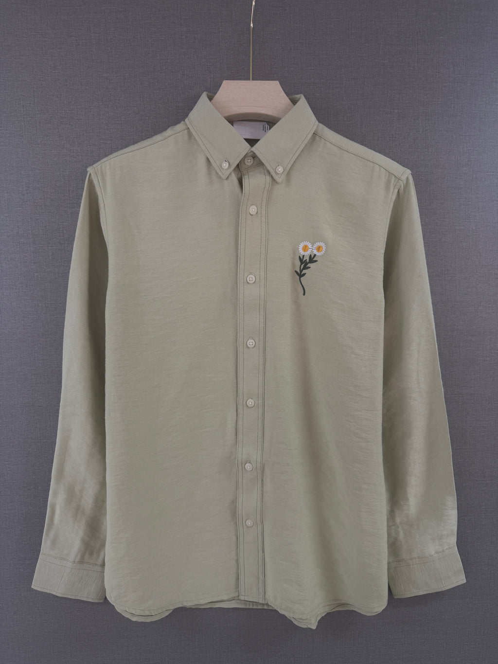 Daisy Embroidered Shirt - Sage Green