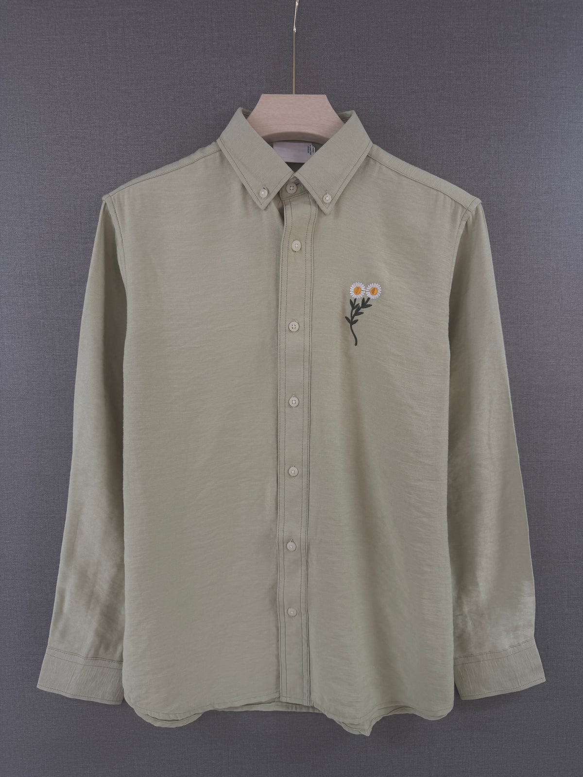 Daisy Embroidered Shirt - Sage Green