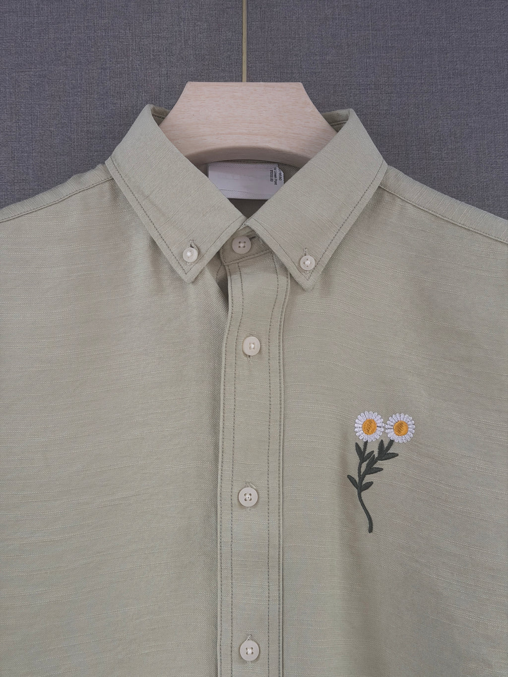 Daisy Embroidered Shirt - Sage Green