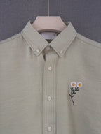 Daisy Embroidered Shirt - Sage Green