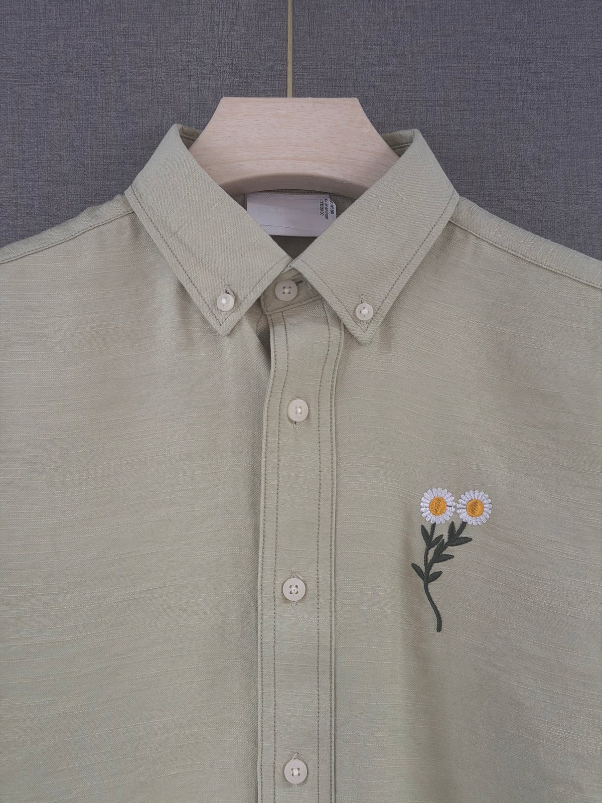 Daisy Embroidered Shirt - Sage Green