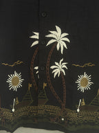 Tropical Embroidered Camp Collar Shirt - Black