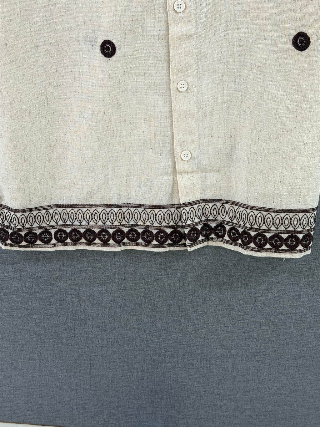 Linen Embroidered Camp Collar Shirt